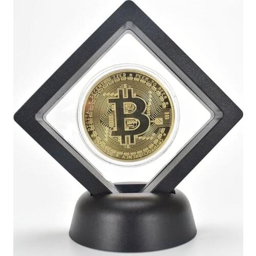 Fashion Gift Bitcoin Bit Coin with Acrylic Square Case Art Collection Physical Commemoration Metal Replica Coins with Showing St