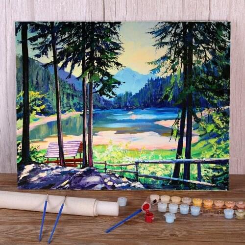 Landscape Lake Synevir DIY Paint By Numbers Kit Acrylic Paints 50*70 Boards By Numbers Home Decor For Adults Handicraft