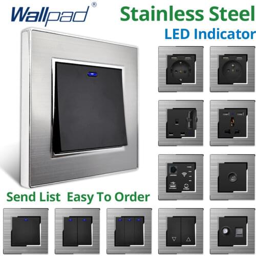 Curtain Switch For Electric Shutter Steel Panel With Silver Border Wallpad Wall Switch 16A AC110-250V