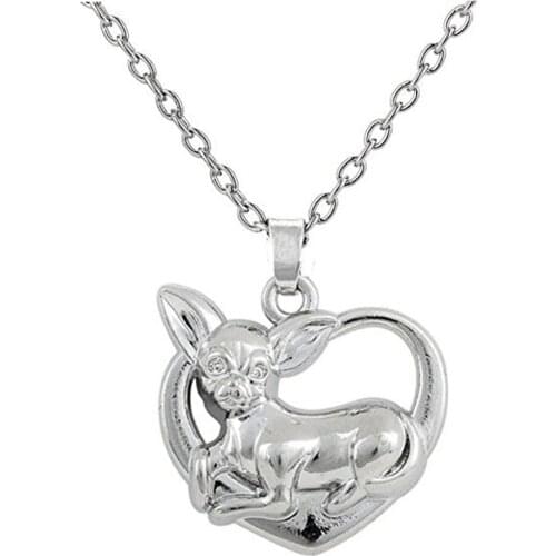 I Love Chihuahua Necklace Heart Shape Pendant 18" Chain