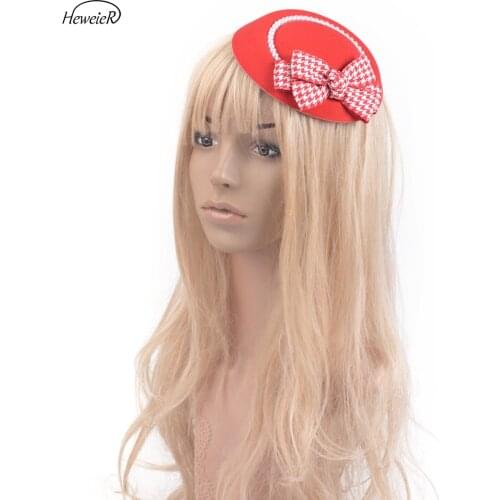 Handmade Pillbox Hat Bowknot Beads Fascinator Bridal Women Wedding Party Hair Clip Jewelry