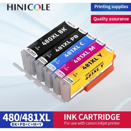 HINICOLE PGI 480 CLI481 Refillable Ink Cartridge Permanent chip For Canon TS704 TS6140 TS6240 TR7540 TR8540 TS9540 TS TR Printer
