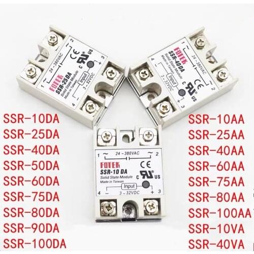 SSR-10DA SSR-25DA SSR-40DA 10A 25A 40A Solid State Relay Module 3-32V Input DC 24-380V AC Output High Quality