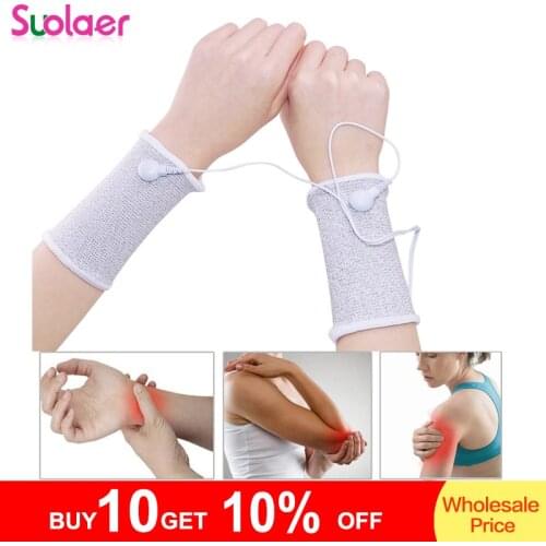 Conductive Wrist Electrode Massage Wristband for Tens Machine Electro Therapy Bracers Guard for Pain Relief Massager With Cable