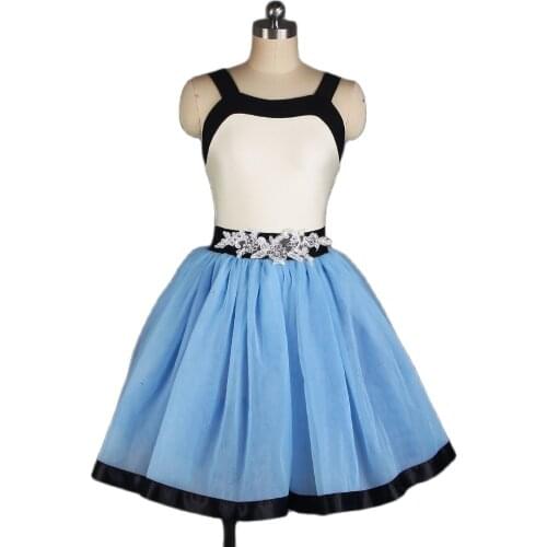 20519 Ivory Spandex Top Bodice Blue Tulle Ballet Tutu Girl Women Dance Costume Ballet Tutu Performance Dancewear