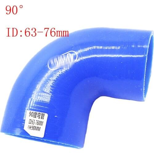 Universal ID:63mm-76mm ID:2.5"-3" Silicone 90 Degree Elbow Reducer Turbo Pipe Hose Air Intake Pipe Intercooler silicone pipe