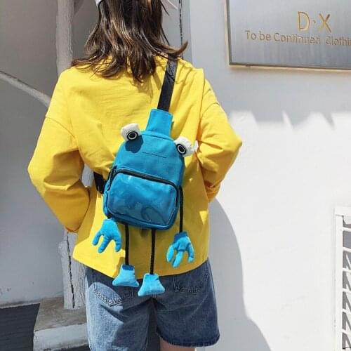Womens chest bag large capacity bag wild creative canvas girl messenger bag net red personality funny frog chest bag lady