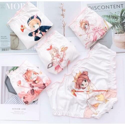 Anime Card Captor Sakura Lovely Girl Sexy Cute Women Striped Bow Underwear Cotton