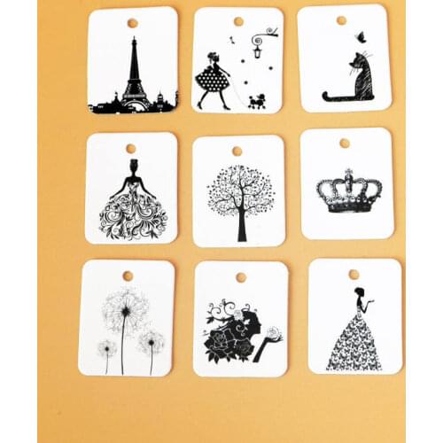 100pcs 2.6*3.3cm white small Display tags DIY Mini square Labels 9 kinds of patterns available