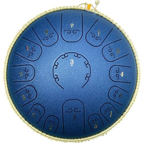 14 inch 15-Tone Carbon Steel Tongue Drum Mini Hand Pan Drums with Drumsticks Percussion Musical Instruments