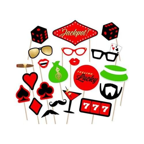 21pcs Bachelor Party Poker Photobooth Props Hen Do Theme Party Decorations Dice Photo Booth Props PZ036