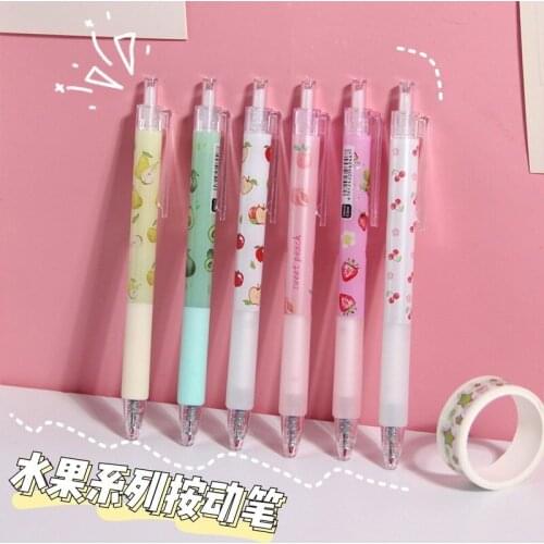 50PCS Fruit Pattern Gel Pen Small Fresh Student Exam Press Signature Pen Beautiful Literary Water Pen Stationery