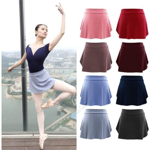 Ballet Skirt Women Adult Dance Skirt Dress Black Ballet Tutu Ballerina Dancewear Side Split Summer Ballet Short Skirt D072