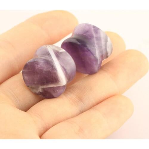 Purpe Nature Stone Ear Plugs Tunnels Double Flare Saddle Stretching Gauges Expander Body Piercing Set Gauge 2g - 5/8 inch