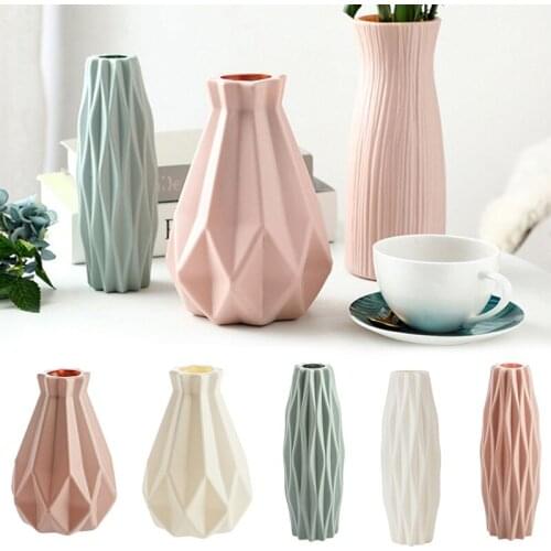 Flower Vase Decoration Home Plastic Vase White Imitation Ceramic Flower Pot Flower Basket Nordic Decoration Vases for Flowers
