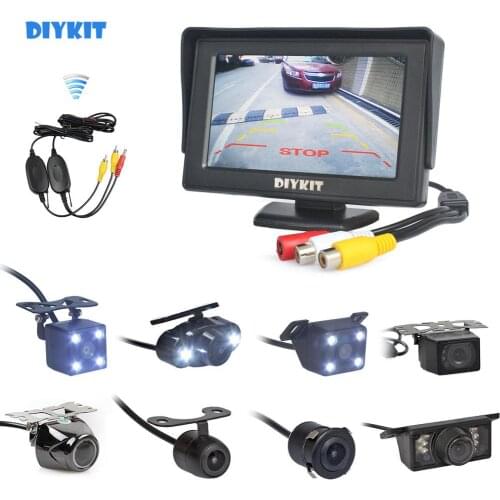 DIYKIT Wireless 4.3" Car Monitor Auto Parking System Video Night Vision Backup Reverse HD LED Camera Car Rear View Camera