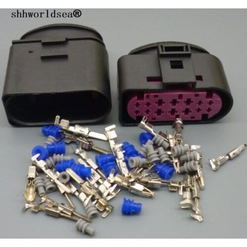 Worldgolden male female kit xenon 1.5mm/3.5mm headlights lamp-socket 14pin connector for VW 1J0973837 1J0973737