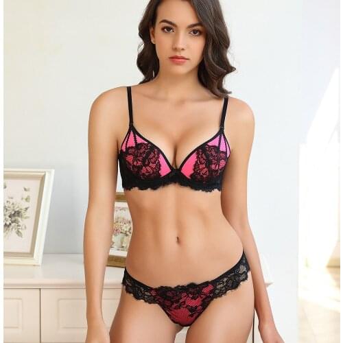 Sexy Lingerie Bra Set Underwear Women Transparent String Lenceria Langerie Feminina Lace Ropa Interior Push Up Bralette Bras