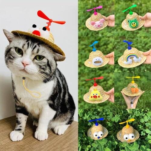 Miflame Creative Small Medium Dog Hat Cartoon Pet Hat For Dog Accessories Chihuahua Spitz Hats Bamboo Dragonfly Pet Cap For Dogs