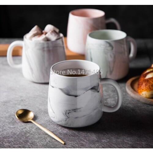 Creative Marbled Mug Ceramic Water Cup Couple Cup Office Home Cup with Flower Tea Cup