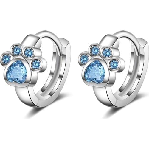 LByzHan silver Stud Earring Blue Zircon Cat Claw Design Earrings For Women Girl Ear Jewelry 2020 New Fashion