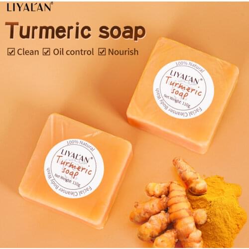 Turmeric Soap Face Cleansing Anti Acne Handmade Natural Herbal Ginger Whitening Remove Pimples Dark Spots Oil-Control Body Bath