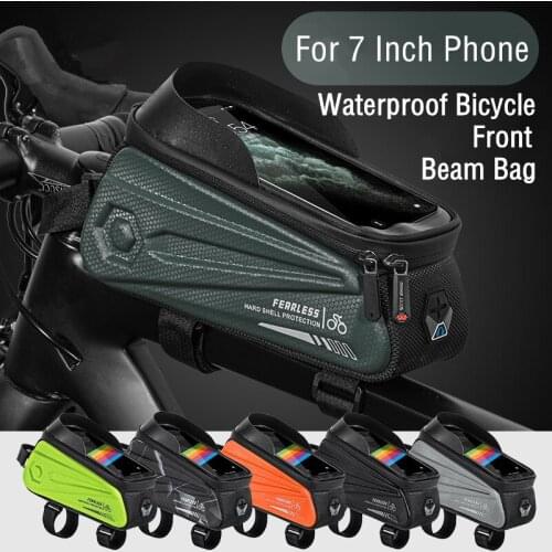 Outdoor Rainproof Bike Front Tube Bag 7in Phone Case Touchscreen Cycling Bag Bicycle Accessories