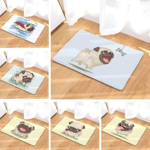 Floor Mat Funny Pugs Dogs Printed Suede Rug Home Decoration Bathroom Carpet Bath Mat Outdoor Kitchen Toilet Floor Mat