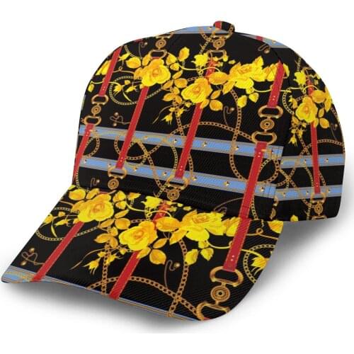 NOISYDESIGNS Golden Flowers Pattern Retro Baseball Cap Women Snapback Adjustable Woman Baseball Hat Snapback Hat Custom Printed