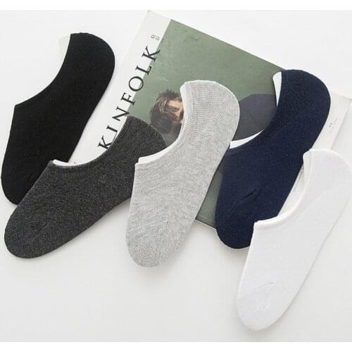 2021 Men Summer Socks 5Pairs/Lot Ultra-Thin Man Socks Silicone Non-Slip Invisible Cotton Breathable Pure Color Sock Fashion Boat