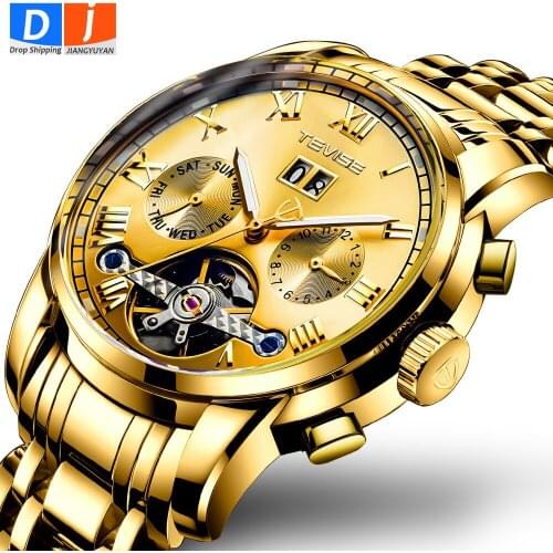 2021 NEW Hollow Skeleton Automatic Mechanical Watches Mens Top Brand Luxury Business Full Steel Winner Wristwatch Clock Hour