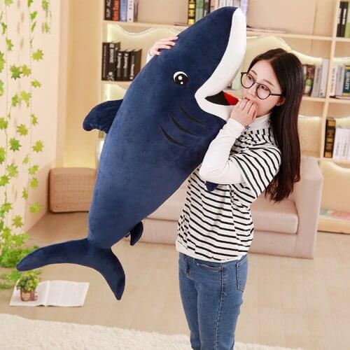 New 50-120cm Big Size Funny Kawaii Shark Plush Toy Soft Appease Cushion Gift For Children Girls Animal Reading Pillow Baby Gift