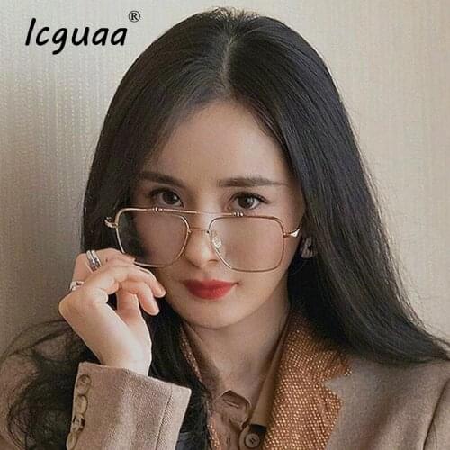 Classical Vintage Eye Wear Optical Frame Clear Lens Anti Blue Lens Glasses Square Metal Glasses Computer Glasses