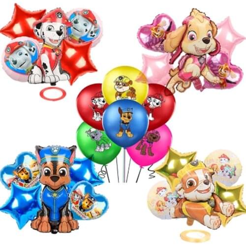 Genuine Paw Balloon New Red Paw Patrol Birthday Party Decorations Paper Cups Plates Knife Spoon Baby Tableware Kid Supplies