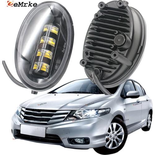 2x Cut-Line Lens Front Full LED Fog Lights White / Yellow Color Foglamp for Honda City classic/City AU-spec 2012 2013 2014