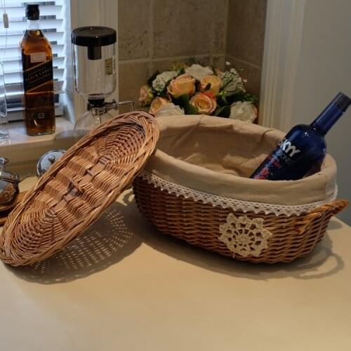 Wicker rattan woven storage baskets willow garden storage box egg storage basket rattan woven basket with cover