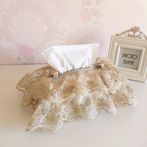 Gift Top Grade Tissue Box With lace Home Decor Fashion Elegant Household living Room Desktop Towel Napkin Tissue cover