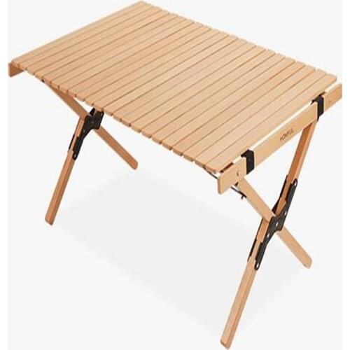 Hot Sale Camping Portable Foldable Dining Table Outdoor Solid Wood Egg Roll Table Home Desk