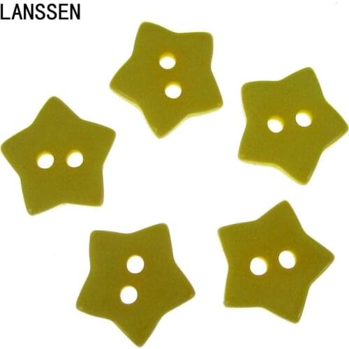 50pcs 5/8" 2-Holes Star Shaped Resin Buttons Yellow Buttons Fit Sewing Craft Scrapbooking 15.0mm