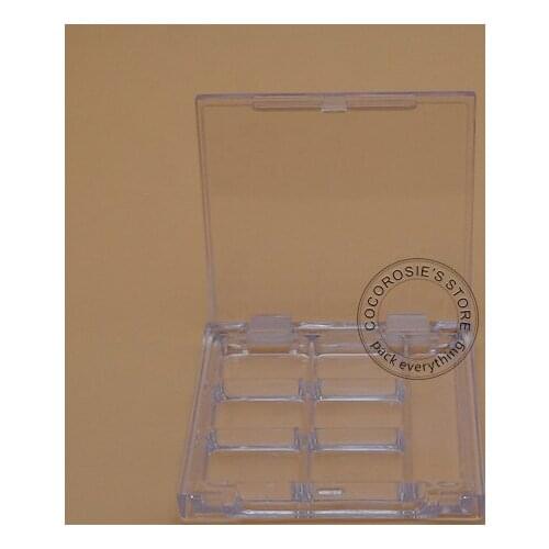 30pieces/lot) Empty Clear eye shadow container transparent refillable small eyeshadow case with 6 compartments