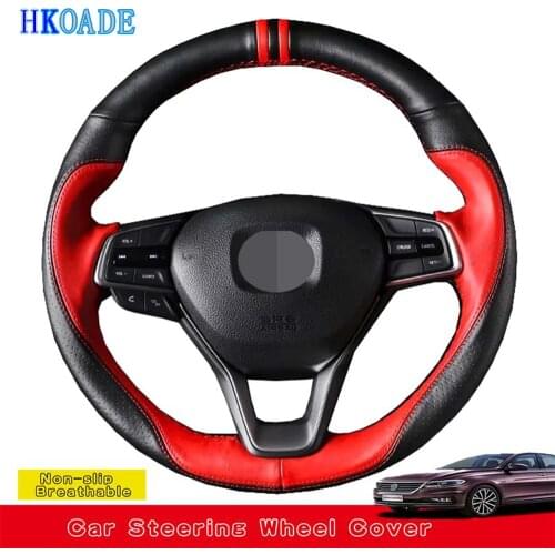 DIY Hand-stitched Black Comfortable And Soft Genuine Leather Car Accessories Steering Wheel Cover For Honda Accord 10 2018 2019