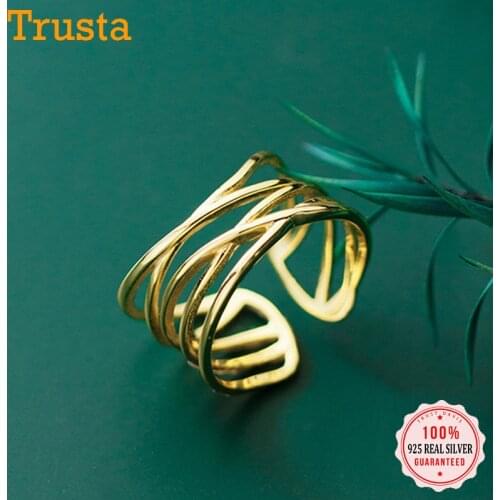 TrustDavis Real 925 Sterling Thai Silver Fashion Multilayer Cross Opening Ring For Women Wedding Valentines Day Jewelry DB487