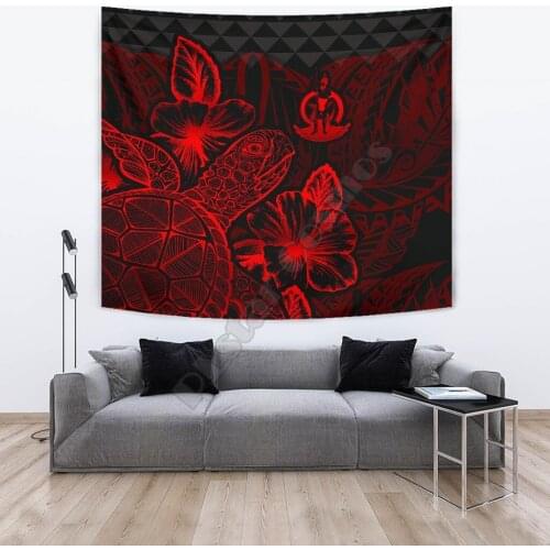 Vanuatu Tapestry Turtle Hibiscus Pattern Red 3D Printed Tapestrying Rectangular Home Decor Wall Hanging