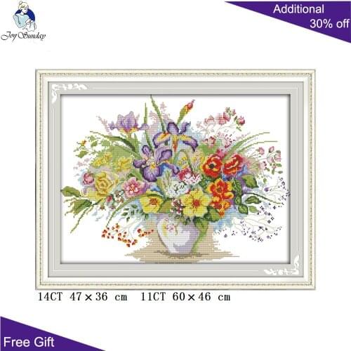 Joy Sunday Blooming Flowers Cross Stitch H593 14CT 11CT Counted and Stamped Home Decoration Blooming Flowers Cross Stitch kits