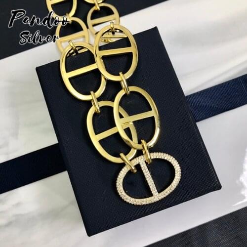 High Quality S925 Sterling Silver Jewelry 1:1 Copy,Yellow Silver XL Maille Marine Necklace For Women Gift With Logo