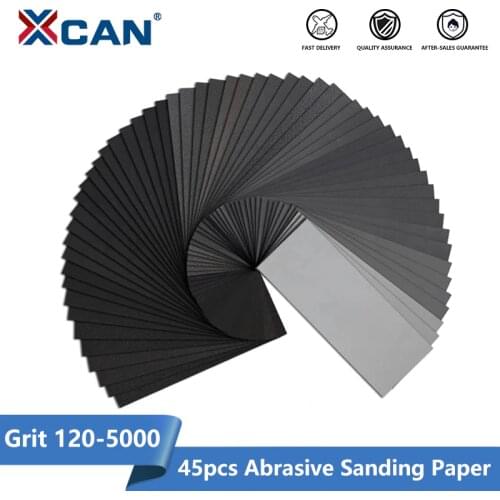 XCAN Sandpaper Abrasive Sand Papers for Metal Wood Jewelry Auto Craft Finish 45pcs Grit 120-5000 Sanding Paper