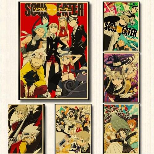 Japanese classic anime Soul Eater Retro Poster kraft Paper Prints Clear Image room Bar Home Art painting wall sticker