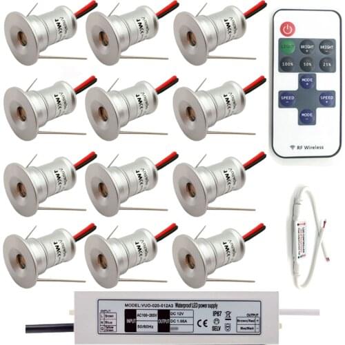 12V Mini LED Downlight Dimmable Spotlight Cabinet Light IP65 1W Stair Ceiling Spot Light Canopy Spot with Remote Control Driver