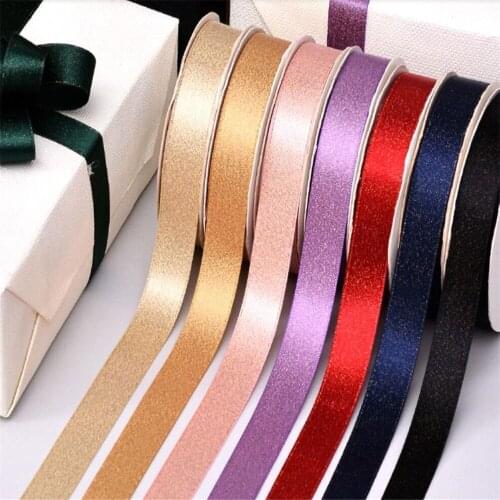 16mm X 10yards Quality Gold Purl Satin Ribbon for DIY Material Arts Crafts Sewing Christmas Wedding Party Decoration Gift Wrap