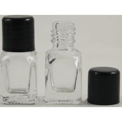 2ML Square Essential Oil Glass Bottle With Plastic Cap Mini Clear Glass Container Small Cosmetic Container F1042